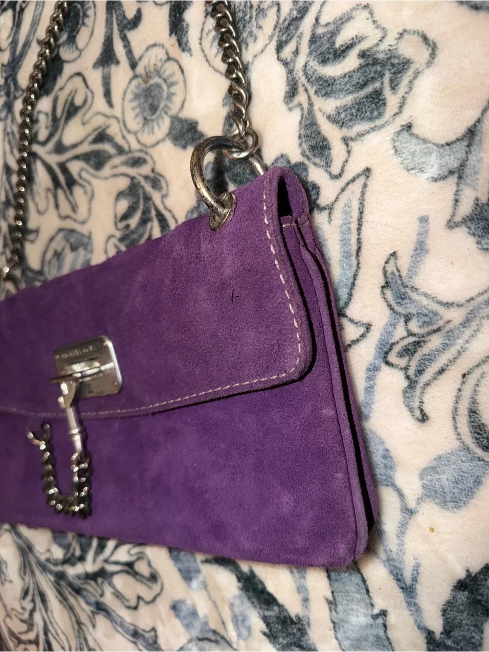 Michael Kors Purple Suede Chain-Handle Shoulder Bag
